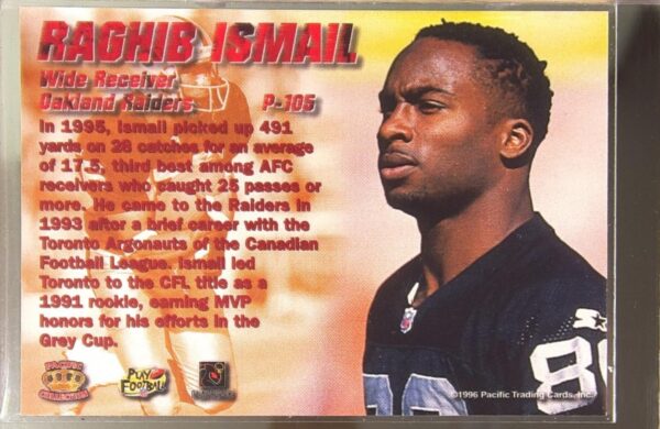1996 Pacific Dynagon Raghib Ismail #P-105 Raiders - Image 3