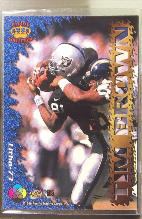 1996 Pacific Litho-Cel Tim Brown #Litho-73 Raiders - Image 3