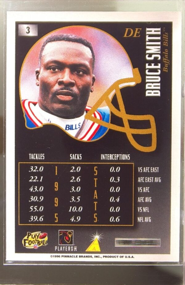 1996 Pinnacle Summit Premium Stock Bruce Smith #3 Bills - Image 3