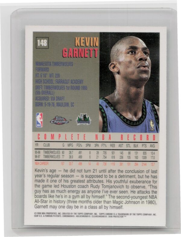 1997-98 Topps Chrome Kevin Garnett #148 Timberwolves - Image 3