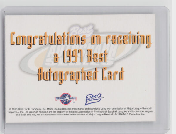 1997 Best Randall Simon #NNO Braves Autographs Autograph Series - Image 3