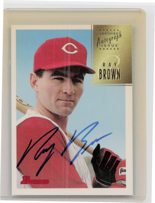 1997 Bowman Ray Brown AU #CA9 Reds Certified Autographs Blue Ink