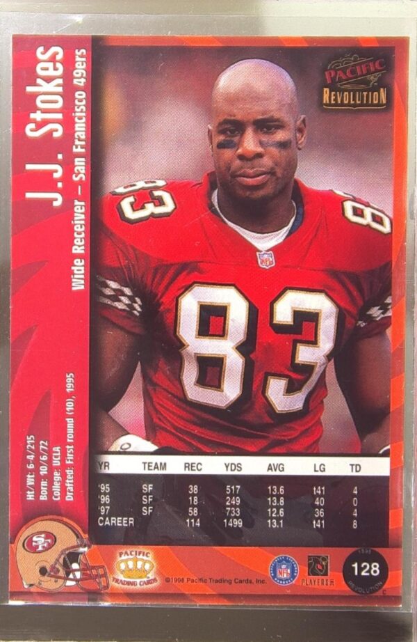 1998 Pacific Revolution J.J. Stokes #128 49ers - Image 3