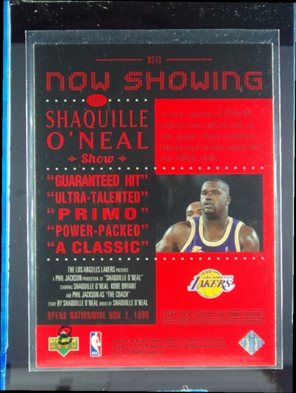 1999-00 Upper Deck Shaquille O'Neal #NS13 Lakers Now Showing - Image 3