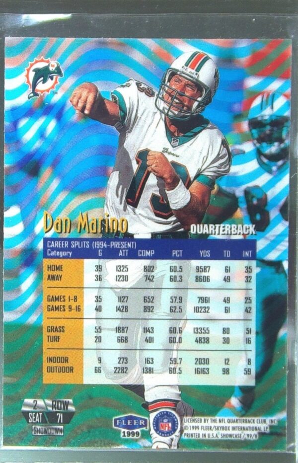 1999 Flair Showcase Dan Marino #71 Dolphins - Image 3