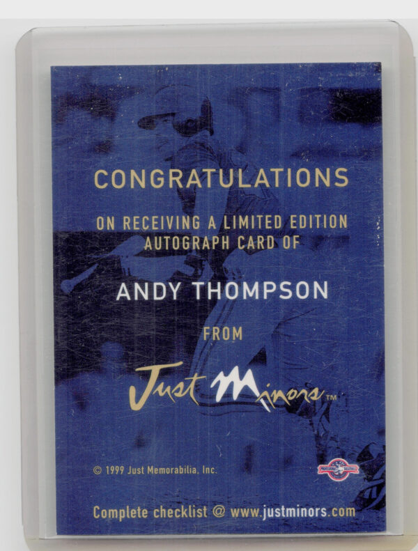 1999 Just Andy Thompson AU #NNO Smokies Autographs - Image 3