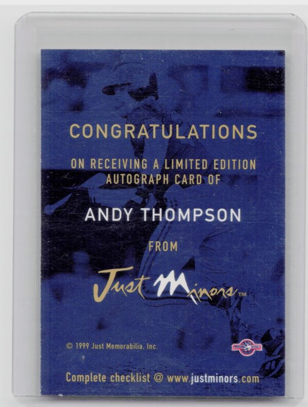 1999 Just Andy Thompson Auto #NNO Smokies Autographs - Image 3