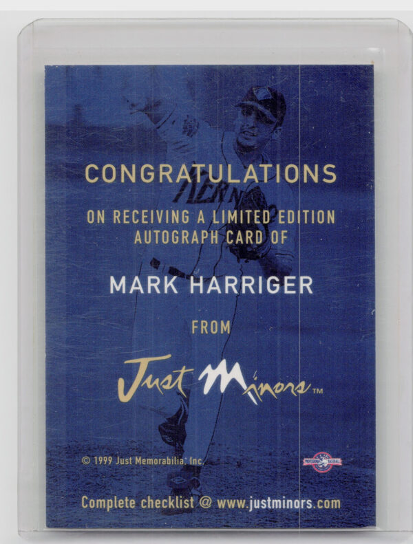 1999 Just Mark Harriger AU #NNO Kernels Autographs - Image 3