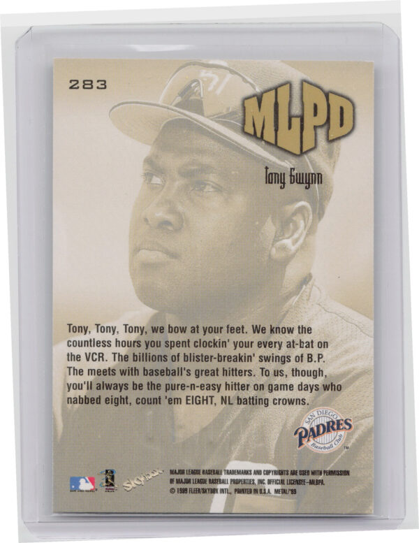 1999 Metal Universe Tony Gwynn #283 Padres - Image 3