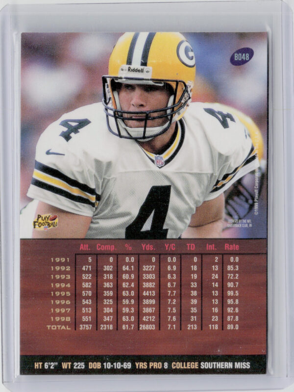 1999 Playoff Prestige SSD Brett Favre #B048 Packers - Image 3