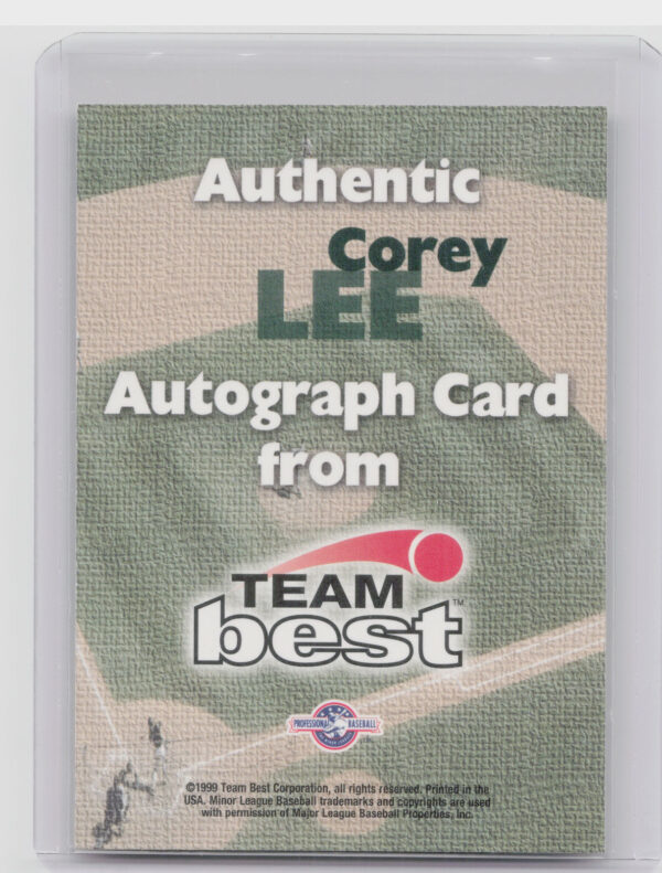 1999 Team Best Rookie Corey Lee AU #NNO Rangers Autographs - Image 3