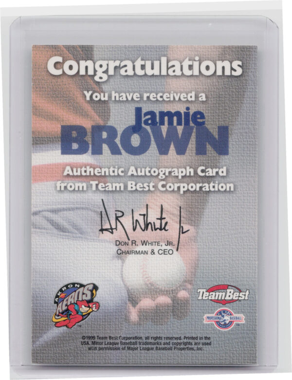 1999 Team Best Rookie Jamie Brown AU #NNO Aeros Autographs - Image 3
