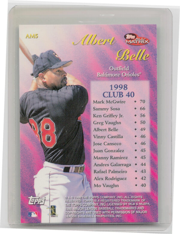 1999 Topps Albert Belle #AM5 Orioles All Matrix - Image 3