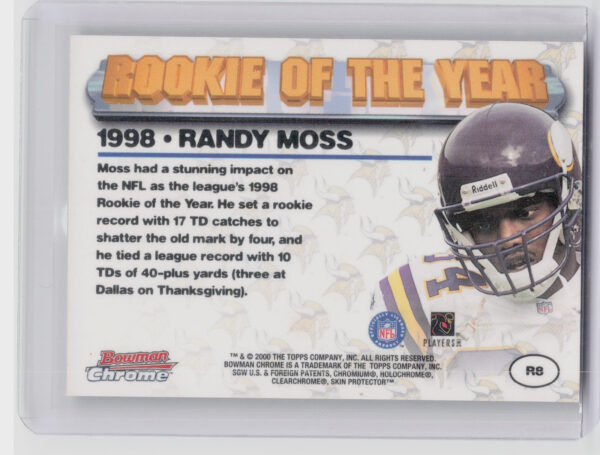 2000 Bowman Chrome Randy Moss #R8 Vikings Rookie of the Year - Image 3