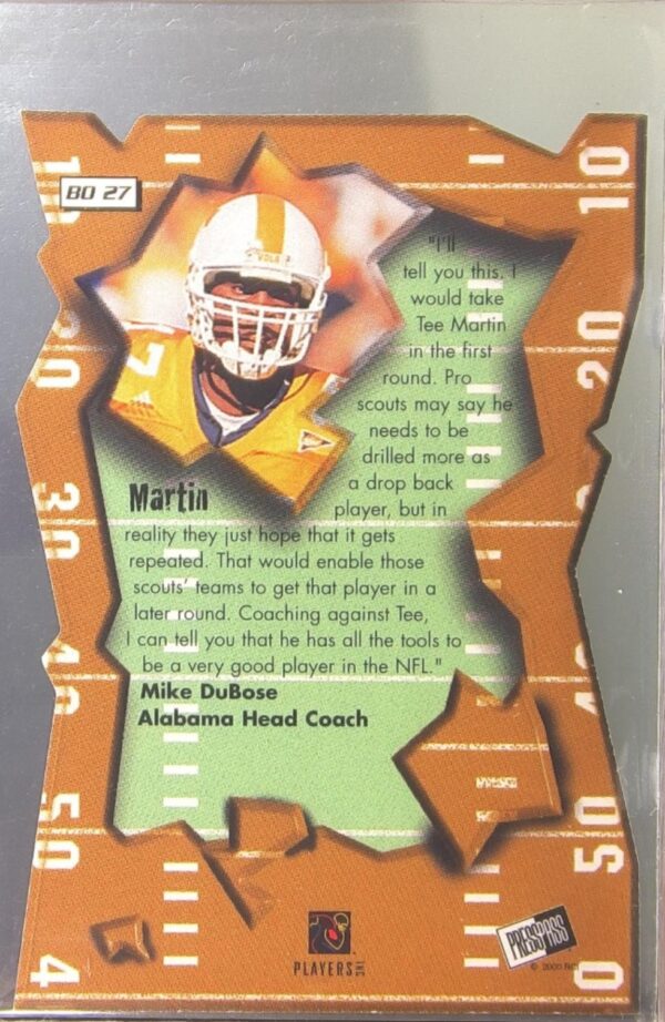 2000 Press Pass Tee Martin RC #BO27 Volunteers Breakout Die-Cut - Image 3