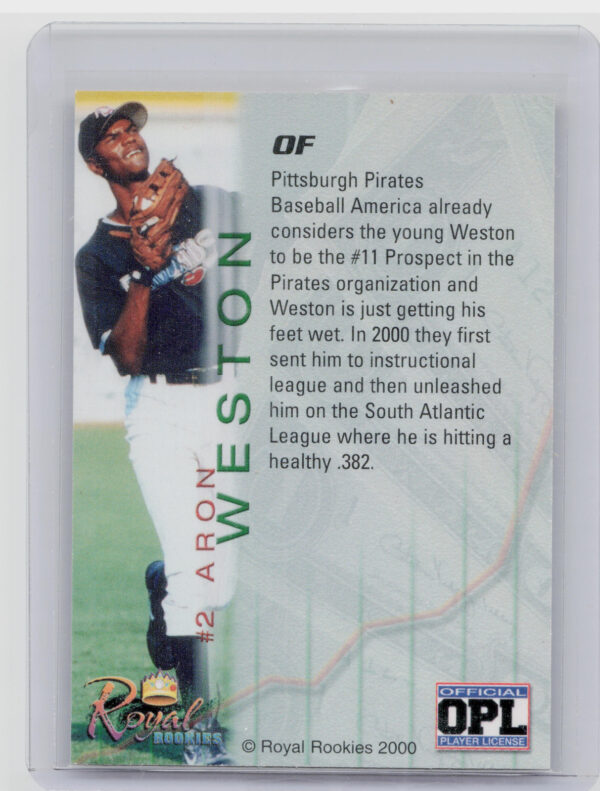 2000 Royal Rookies Futures Aron Weston AU SN4950 #2 Crawdads Autographs - Image 3
