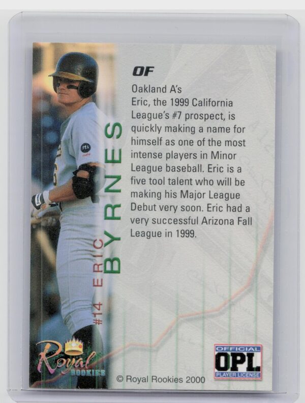 2000 Royal Rookies Futures Eric Byrnes Auto /4950 #14 A's Autographs - Image 3
