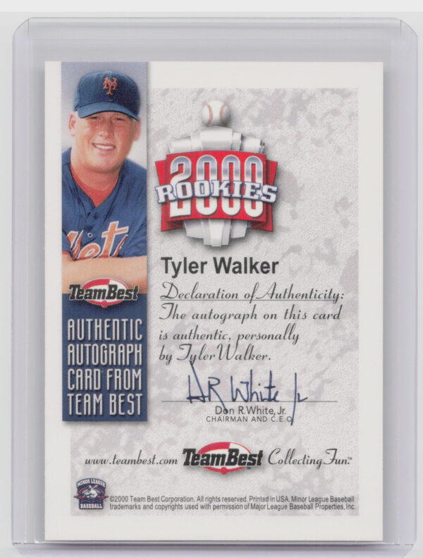 2000 Team Best Rookies Tyler Walker AU #NNO Mets Autographs - Image 3