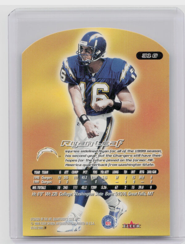 2000 Ultra Ryan Leaf Gold Medallion #31G Chargers - Image 3