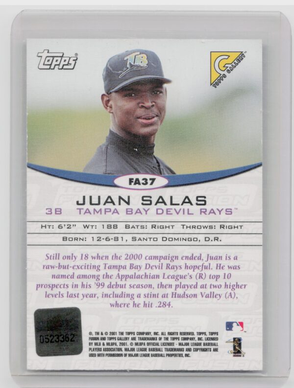 2001 Topps Fusion Juan Salas AU #FA37 Rays Autographs - Image 3