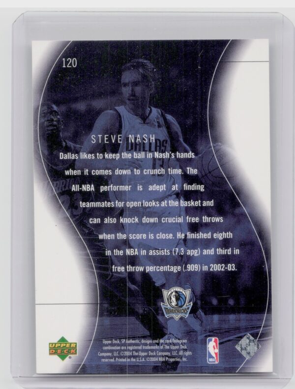 2003-04 SP Authentic Steve Nash SN3999 SPT #120 Mavericks - Image 3