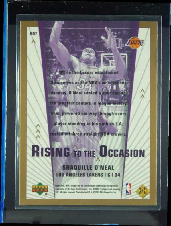 2003-04 Upper Deck MVP Shaquille O'Neal #RO7 Lakers Rising to the Occasion - Image 3