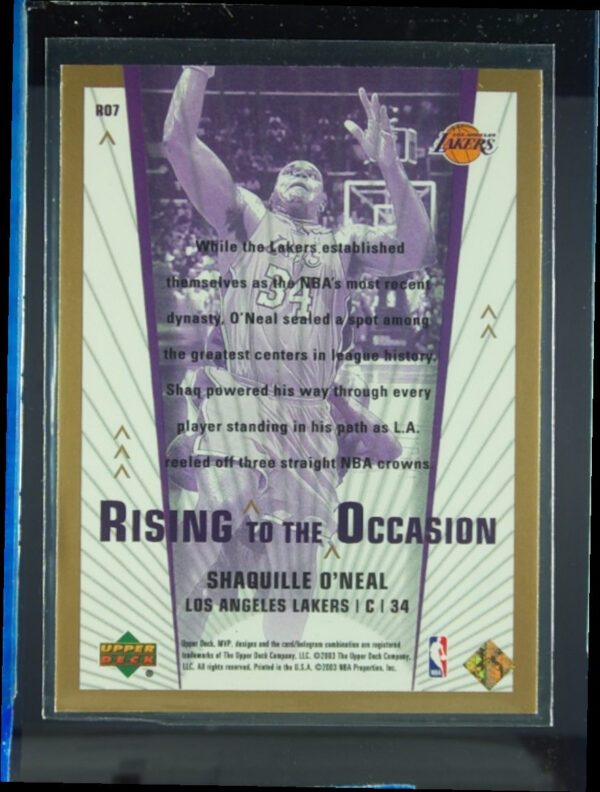 2003-04 Upper Deck MVP Shaquille O'Neal #RO7 Lakers Rising to the Occasion - Image 3