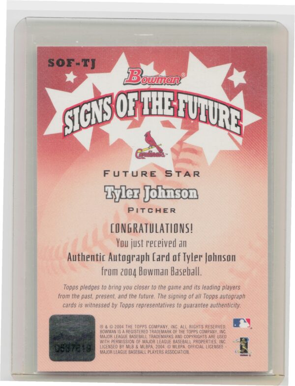2004 Bowman Tyler Johnson AU #SOF-TJ Cardinals Signs of the Future - Image 3
