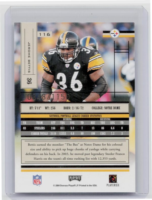 2004 Playoff Absolute Memorabilia  Jerome Bettis /1150 116 - Image 3
