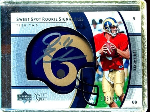 2004 UD Sweet Spot Jeff Smoker AUTO RC /699 #250 Rams