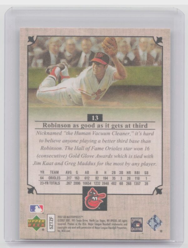 2007 Upper Deck Masterpieces Brooks Robinson #13 Orioles - Image 3