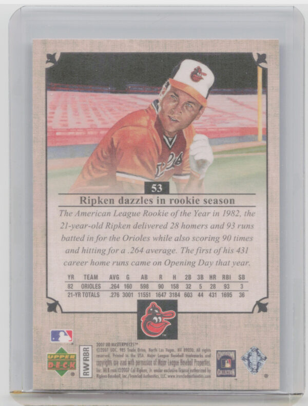 2007 Upper Deck Masterpieces Cal Ripken Jr. #53 Orioles - Image 3