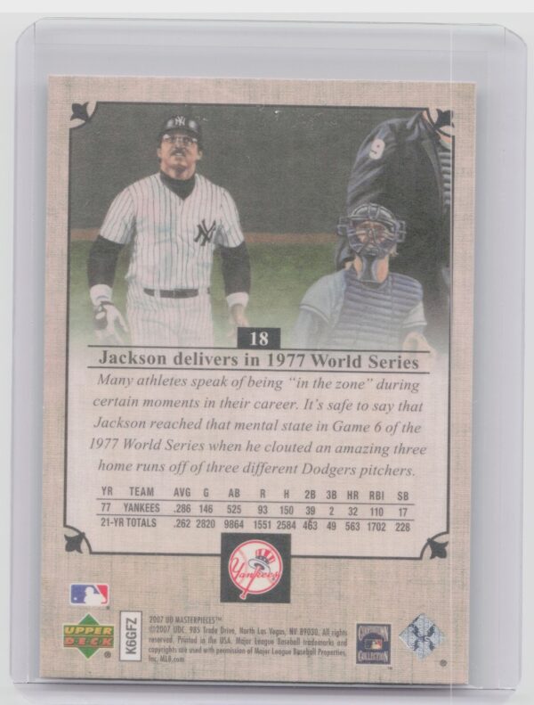 2007 Upper Deck Masterpieces Reggie Jackson #18 Yankees - Image 3