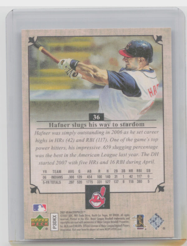2007 Upper Deck Masterpieces Travis Hafner #36 Indians - Image 3