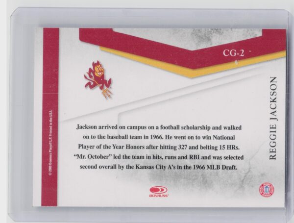 2008 Donruss Threads Reggie Jackson #CG-2 Devils College Greats - Image 3