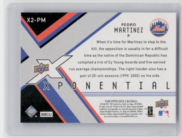 2008 Upper Deck X Pedro Martinez #X2-PM Mets Xponential 2 - Image 3