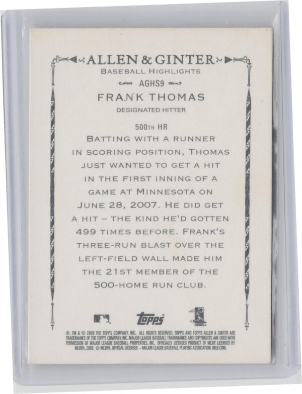 2009 Topps Allen & Ginter Frank Thomas #AGHS9 Jays Highlight Sketches - Image 3