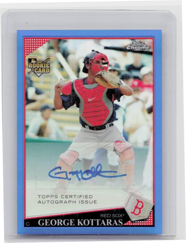 2009 Topps Chrome George Kottaras Blue Refractors AU SN199 #237 Sox