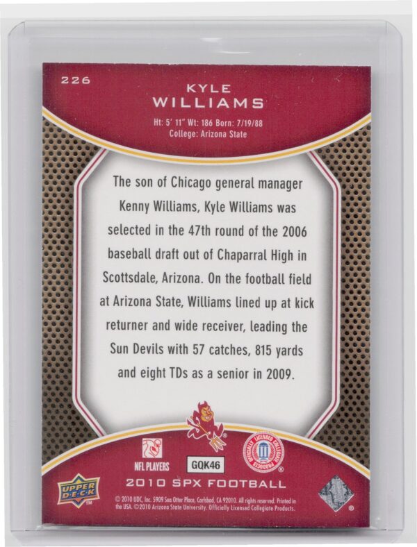 2010 SPx Kyle Williams /599 #226 Devils - Image 3