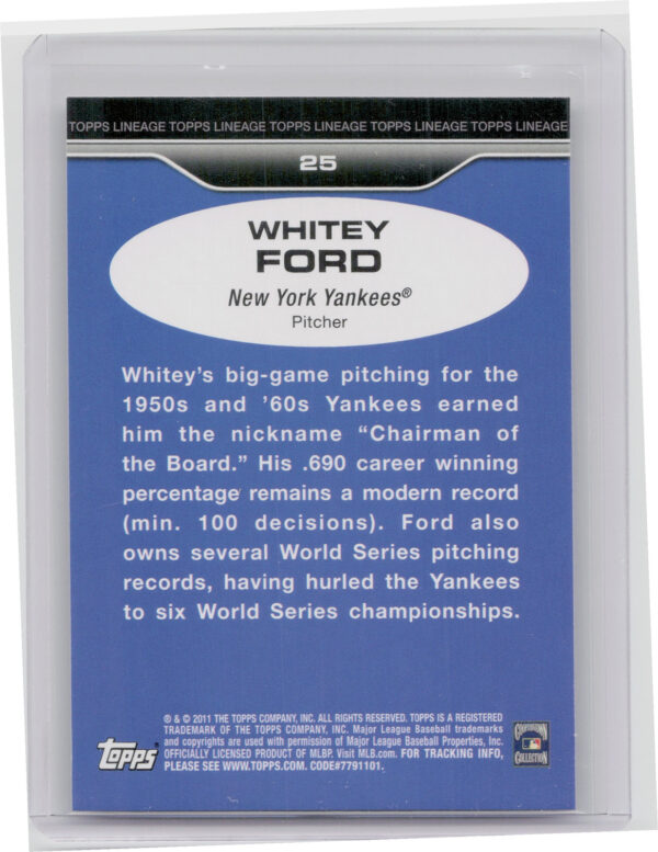 2011 Topps Lineage Whitey Ford #25 Yankees - Image 3