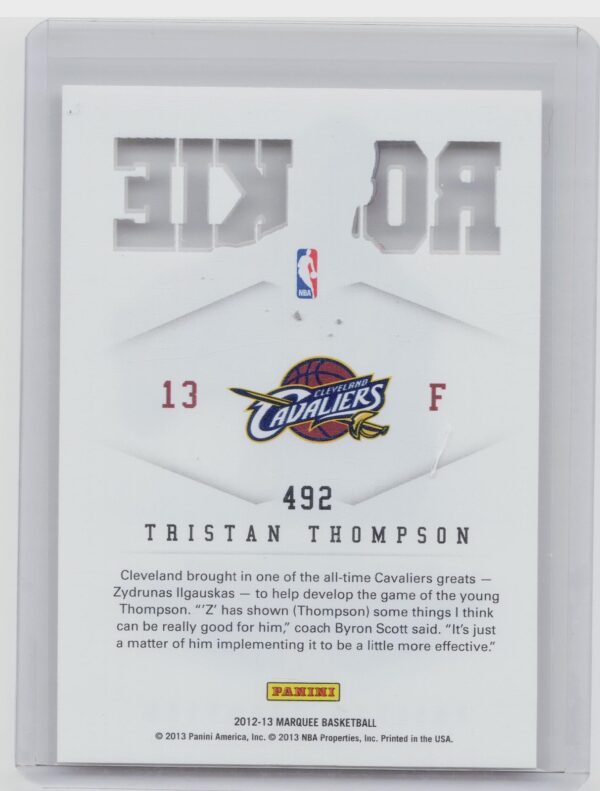 2012-13 Panini Marquee Tristan Thompson RC #492 Cavaliers - Image 3