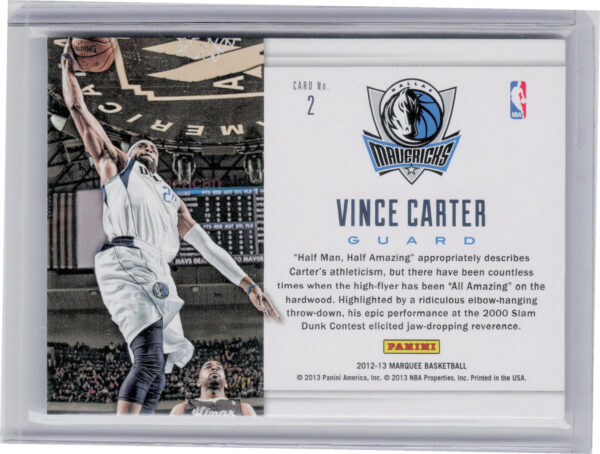 2012-13 Panini Marquee Vince Carter #2 Mavericks Slam Dunk Legends - Image 3