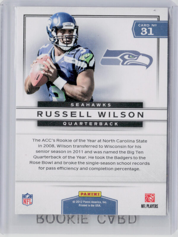 2012 Panini Prestige Russell Wilson #31 Seahawks Prestigious Picks - Image 3