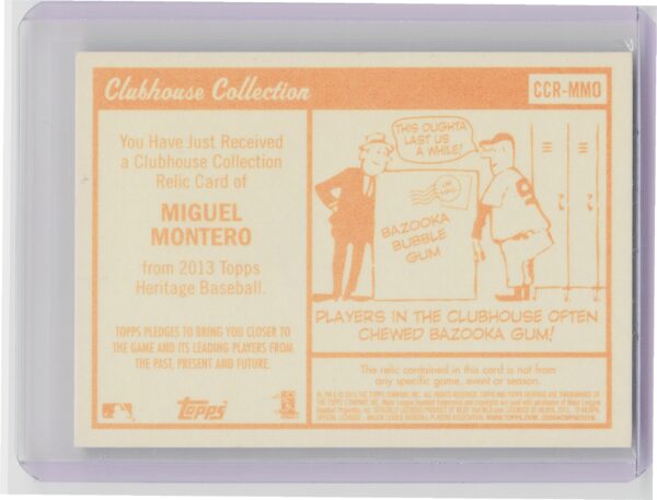 2013 Topps Heritage Miguel Montero #CCR-MMO Diamondbacks Clubhouse Collection Re - Image 3