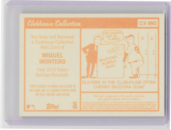 2013 Topps Heritage Miguel Montero #CCR-MMO Diamondbacks Clubhouse Collection Re - Image 3