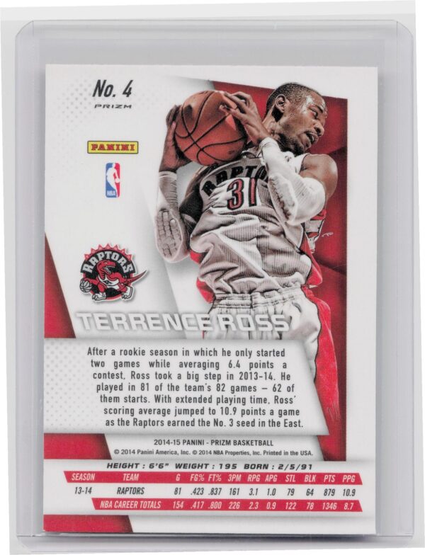 2014-15 Prizm Terrence Ross #4 Raptors - Image 3