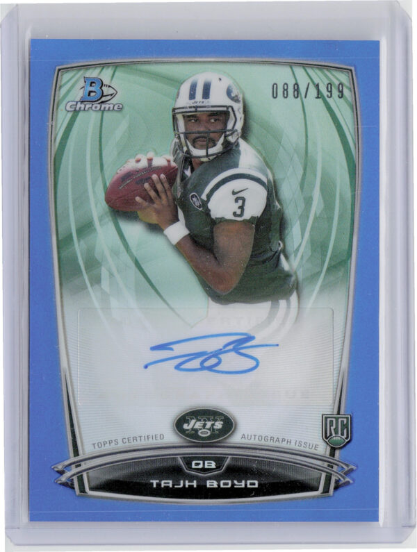2014 Bowman Chrome Tajh Boyd AU SN199 #RCRA-TBO Jets Rookie Autographs Blue Refr