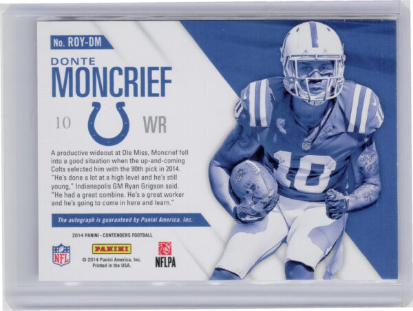 2014 Panini Contenders Donte Moncrief AU #ROY-DM Colts Rookie of the Year Conten - Image 3