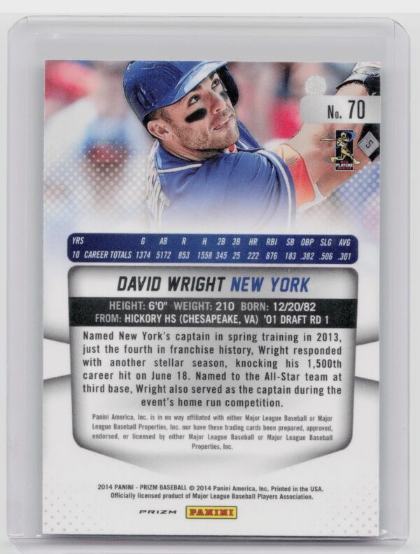 2014 Prizm David Wright Prizms Camo #70 Mets - Image 3