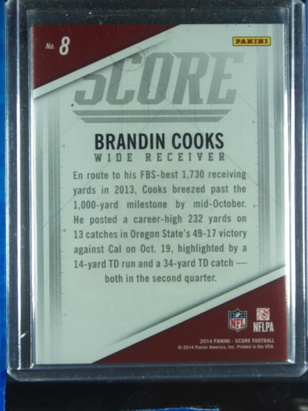 2014 Score Brandin Cooks #8 Saints Rookie Team Helmets - Image 3